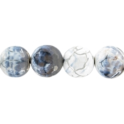 144000101220 Rang de collier boules, Agate (Agate serpentine) blanc-noir (gef.), 16mm | Marco Schreier