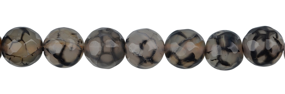 Rang de collier boules, Agate (serpentine) noire (gef.) facettée, 10mm (38cm)