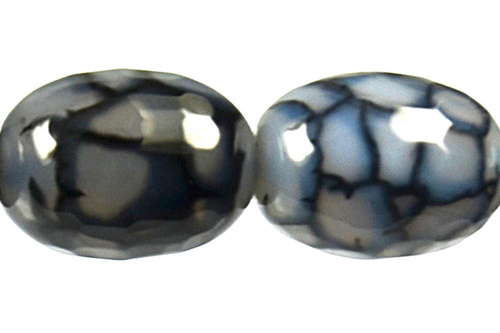 Filone oliva, agata (agata serpente), nero (incastonato), sfaccettato, 27-30 x 21-22 mm