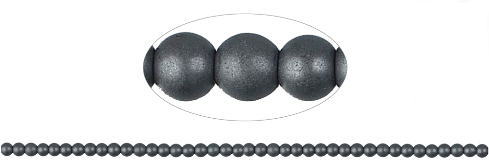 Strand of balls, hematine, 02mm, matte