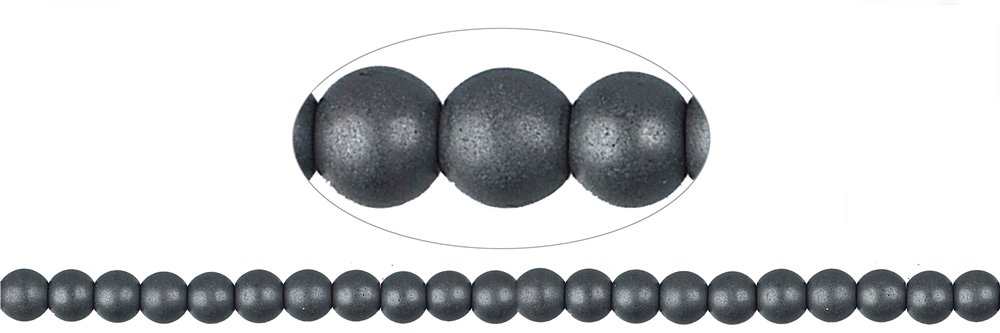 Strand of balls, hematine, 08mm, matte