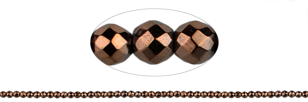 Rang de collier boules, hématite brune (gef.), facetté, 02mm