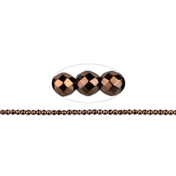 144210104824 Rang de collier boules, hématine brune (gef.), facettes, 03mm | Marco Schreier