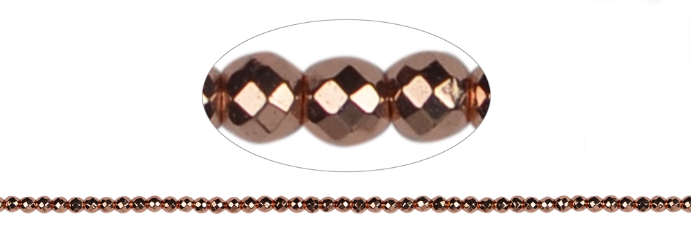 Strand of beads, hematin rose gold (set), faceted, 03mm