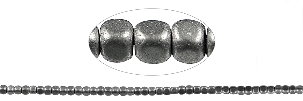 Strand of cubes rounded, hematine silver (gef.), matte, 03 x 03mm