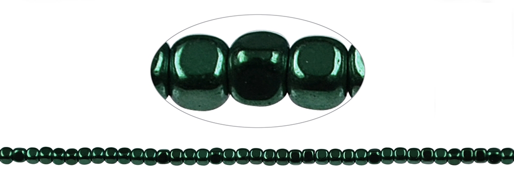 Strand of cubes rounded, hematin green (gef.), 03 x 03mm