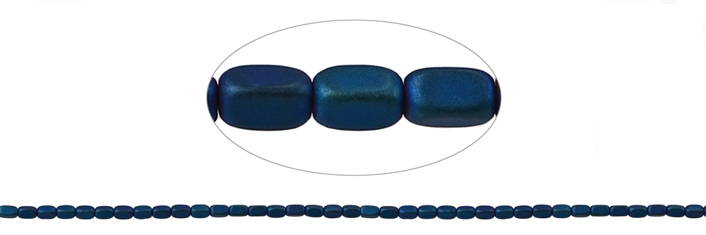 Strang Quader gerundet, Hämatin blau (gef.) matt, 05 x 03mm (VE mit 3 Stück; Preis pro Stück)
