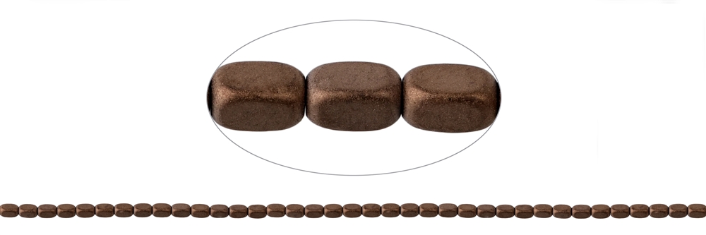 Strang Quader gerundet, Hämatin braun (gef.) matt, 05 x 03mm (VE mit 3 Stück; Preis pro Stück)