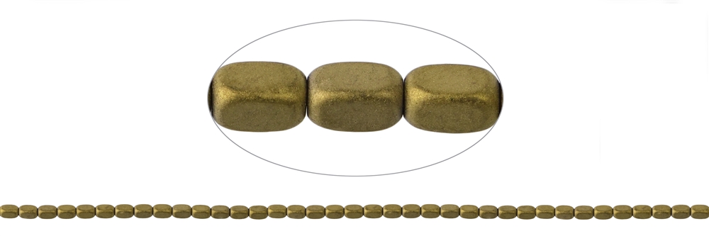 Strang Quader gerundet, Hämatin gold (gef.) matt, 05 x 03mm (VE mit 3 Stück; Preis pro Stück)