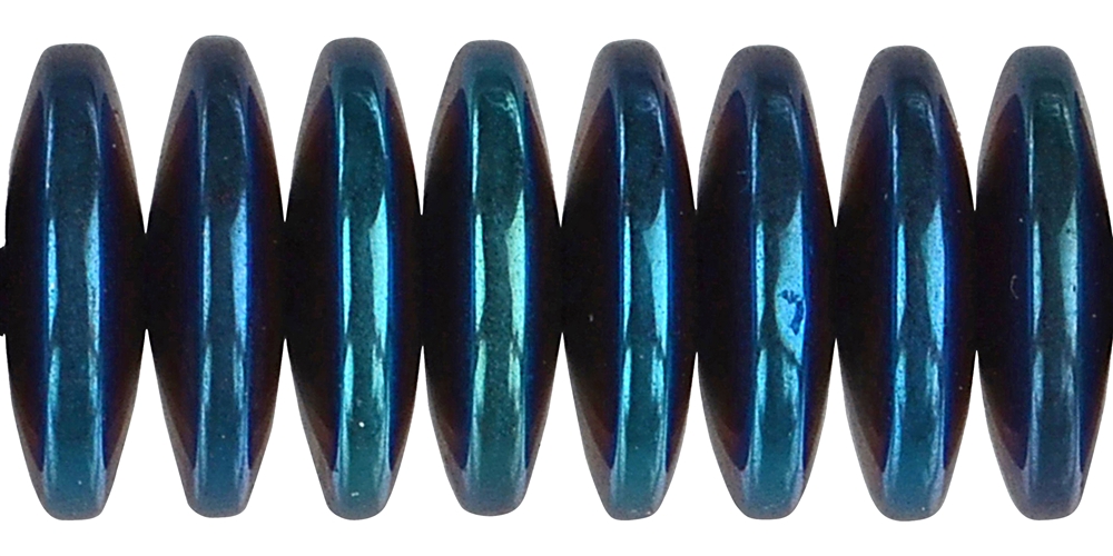 Strang Button, Hämatin blau (gef.), 03 x 12mm