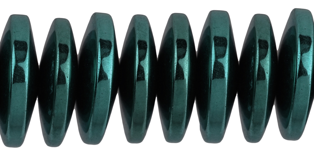 Strang Button, Hämatin blau-grün (gef.), 03 x 12mm