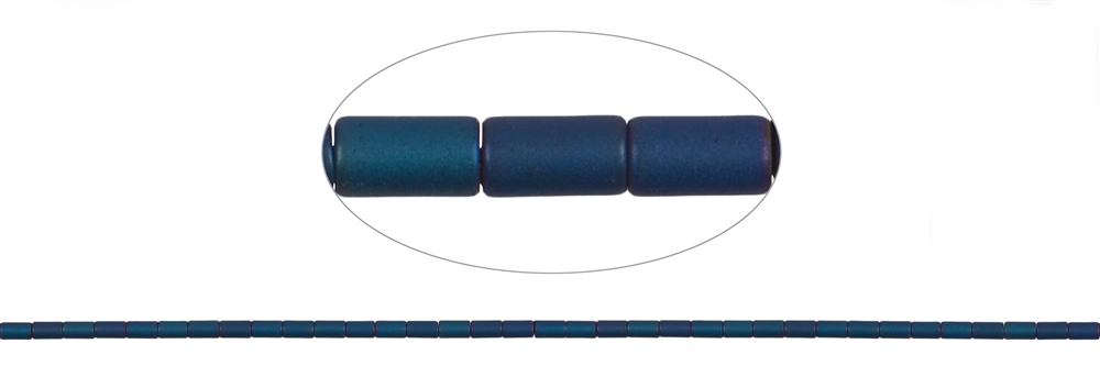 Strang Zylinder, Hämatin blau (gef.) matt, 05 x 03mm