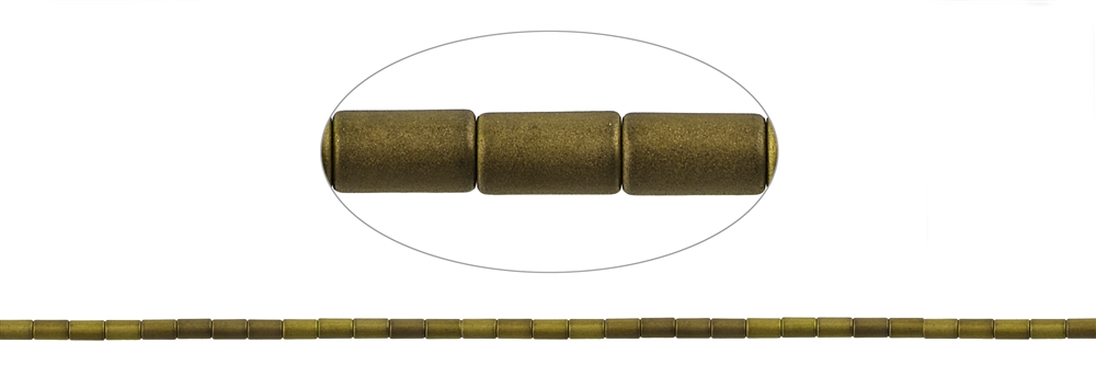 Strang Zylinder, Hämatin gold (gef.) matt, 05 x 03mm (VE mit 3 Stück; Preis pro Stück)