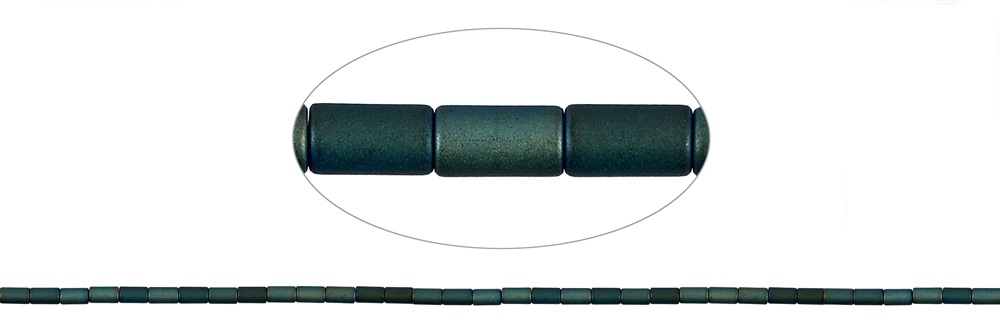 Strang Zylinder, Hämatin blau-grün (gef.) matt, 05 x 03mm