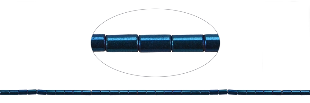 Cilindro a filo, blu ematico (colorato), 05 x 03 mm (PU con 3 pezzi; prezzo per pezzo)