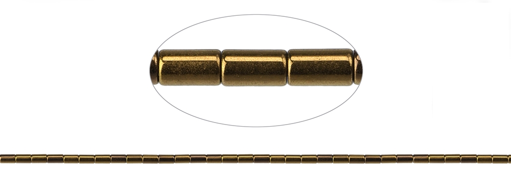 Strang Zylinder, Hämatin gold (gef.), 05 x 03mm (VE mit 3 Stück; Preis pro Stück)