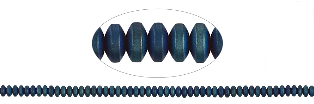 Strang Button, Hämatin blau (gef.) matt, 02 x 04mm