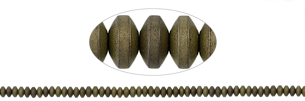 Strang Button, Hämatin gold (gef.) matt, 02 x 04mm (VE mit 3 Stück; Preis pro Stück)