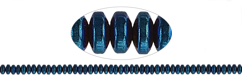 Strang Button, Hämatin blau (gef.), 02 x 04mm (VE mit 3 Stück; Preis pro Stück)