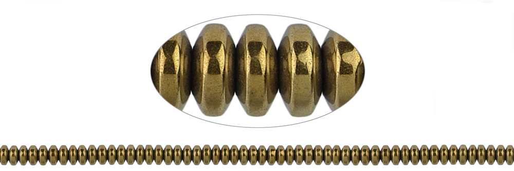 Strang Button, Hämatin gold (gef.), 02 x 04mm (VE mit 3 Stück; Preis pro Stück)