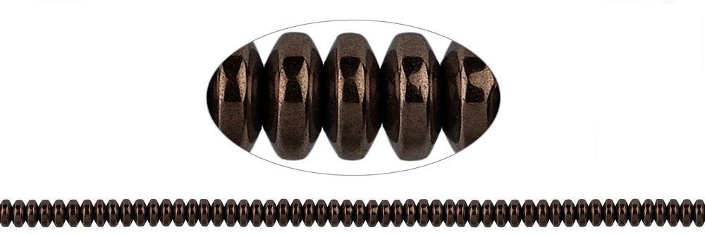 Bottone a filo, ematina caffè (colorata), 02 x 04 mm (PU con 3 pezzi; prezzo per pezzo)