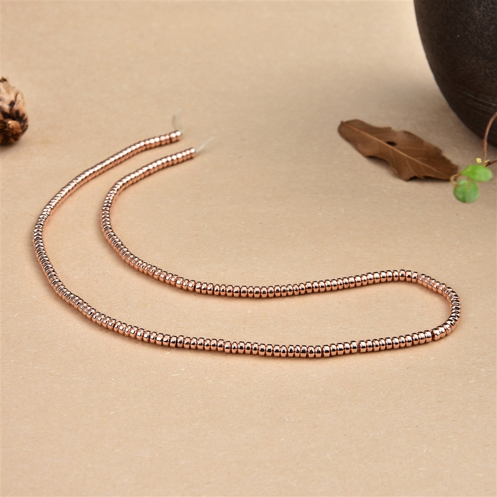 Strand Button, Hematin rose gold (set), 02 x 03mm