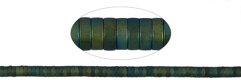 Rang de collier (Heisihi), hématite bleu-vert (prise) mat, 01 x 03mm