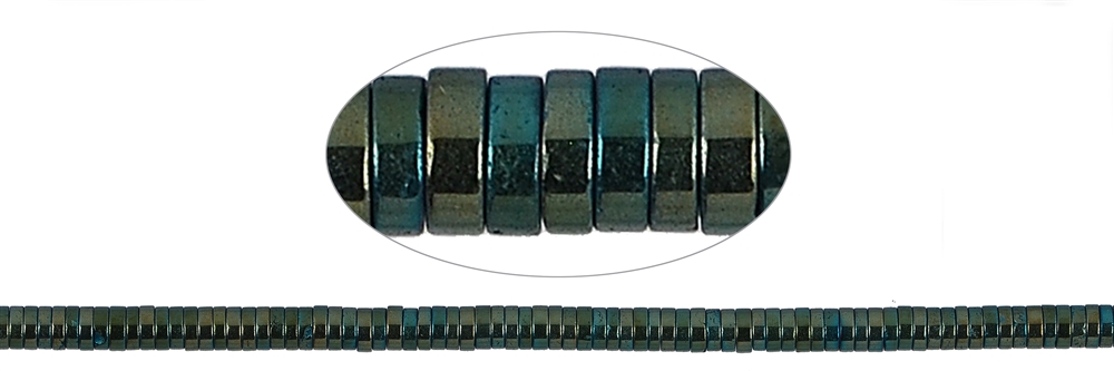 Rang de collier (Heisihi), hématite bleu-vert (gef.), 01 x 03mm