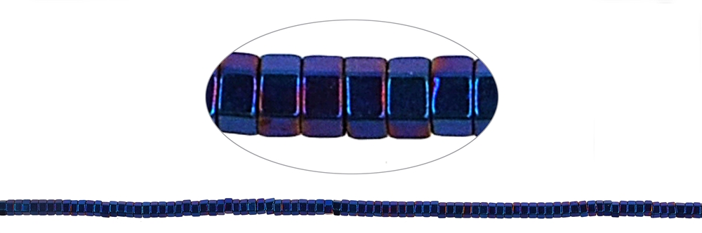 Strang Zylinder, Hämatin blau (gef.), facettiert, 01 x 02mm