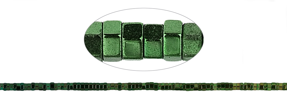 Strang Zylinder, Hämatin blau-grün (gef.), facettiert, 01 x 02mm