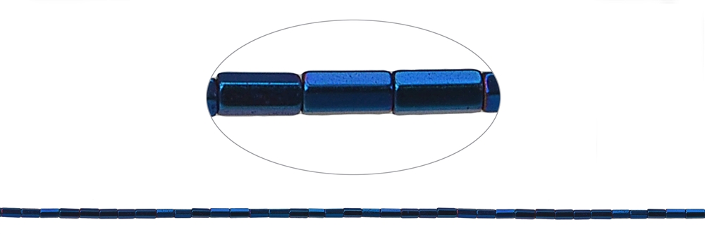 Strand cylinder faceted, hematin blue (dyed), 04 x 02mm