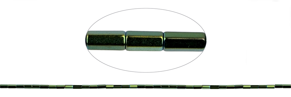 Strang Zylinder facettiert, Hämatin blau-grün (gef.), 04 x 02mm
