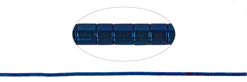 Strand cylinder "Heishi", hematin blue (dyed) matt, 01 x 01mm
