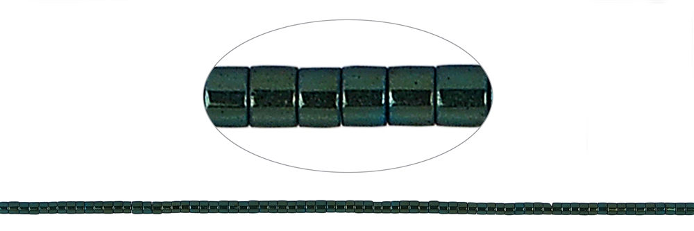 Strang Zylinder "Heishi", Hämatin blau-grün (gef.), 01 x 01mm