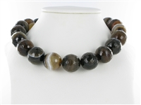 Strand of beads, Agate brown (colored), faceted, 20mm