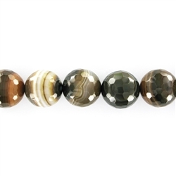 144230102820 Rang de collier boules, Agate brune (gef.), facetté, 20mm | Marco Schreier