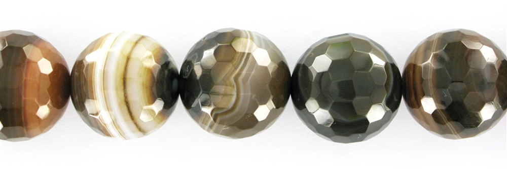 Strand of beads, Agate brown (colored), faceted, 20mm
