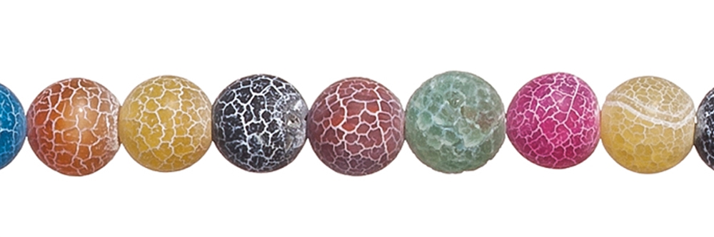 Strand of balls, Agate (Snakeskin Agate) multicolored (gef.), matt, 12mm