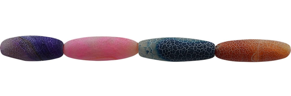 Filo conduttore, agata (agata serpente) colorata (set), opaca, 40x14 mm
