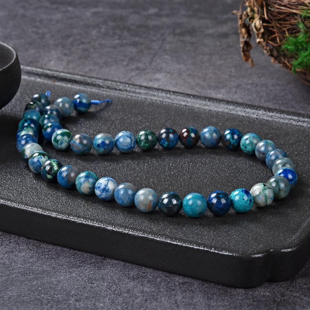 Strand of beads, shattuckite, 10mm