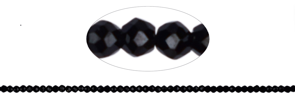 Strand of beads, Spinel (black), faceted, 02mm