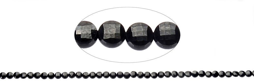 Strang Scheibe/Coin, Spinell (schwarz), facettiert, 04 x 02mm (39cm)