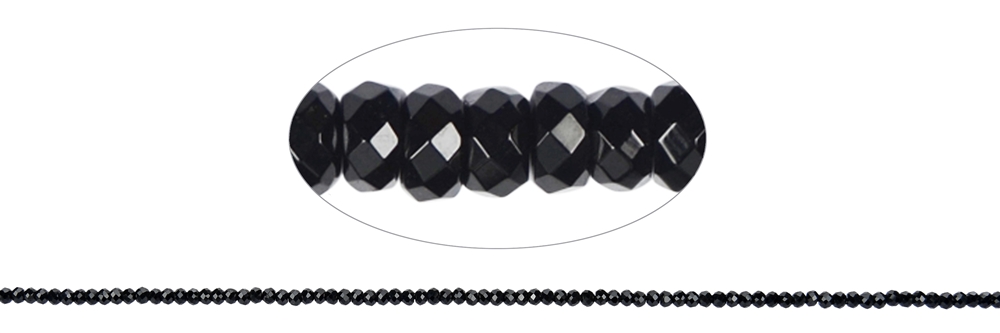 Strang Button, Spinell (schwarz), facettiert, 01,5 x 02mm