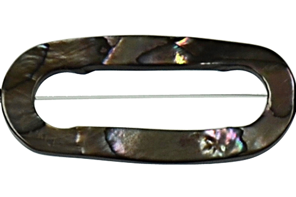 Strang Rahmen oval, Perlmutt silber hell (gef.), 40 x 27mm
