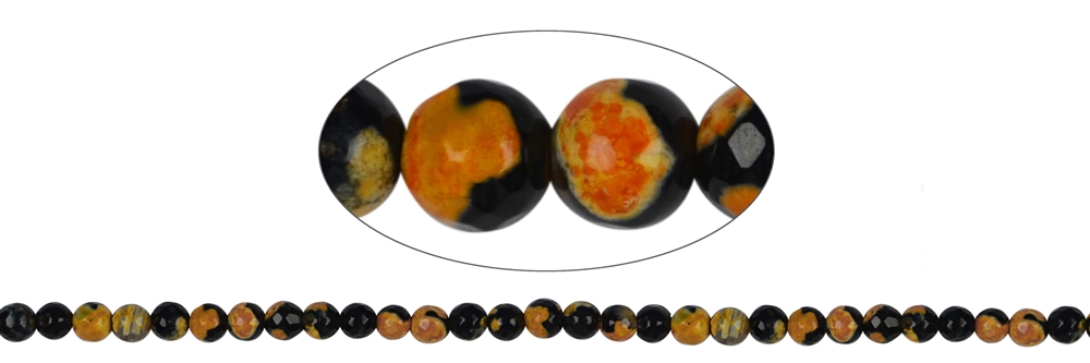 Strand of beads, Agate (Sunset) orange (set), faceted, 06mm