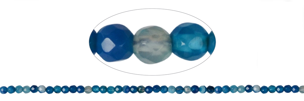 Filo di perline, agata blu (colorata), sfaccettate, 04 mm (38 cm)