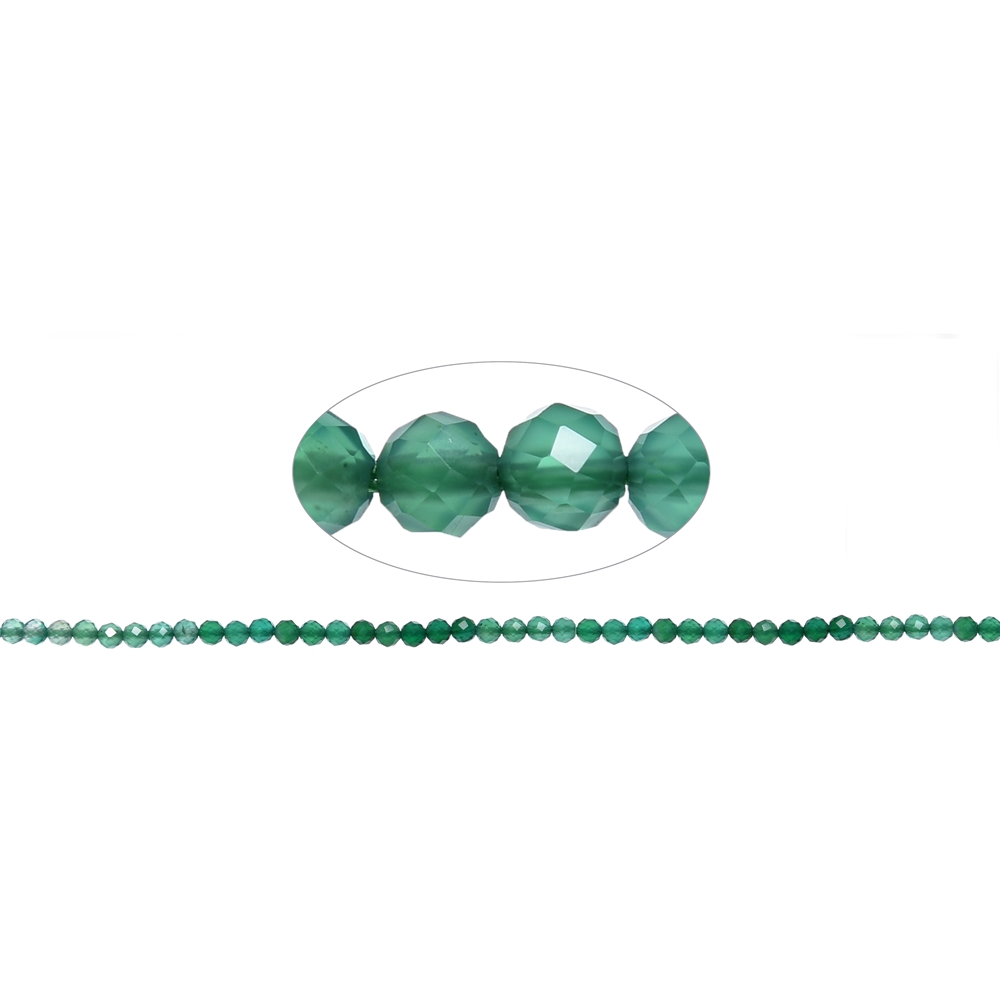 String Beads, Agate (green), faceted, 03mm faceted (39cm) | Marco Schreier
