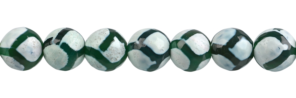 Filo di perline, agata "football" verde (colorata) sfaccettata, 08mm