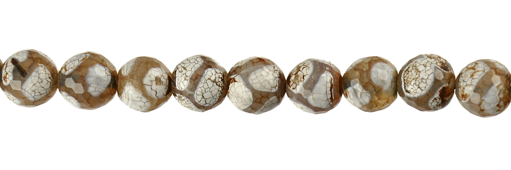 Filo di perline, agata "football" marrone (colorata) sfaccettata, 12 mm