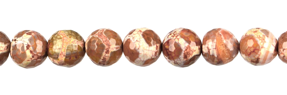 strand of balls, agate "soccer" red (set) faceted, 14mm